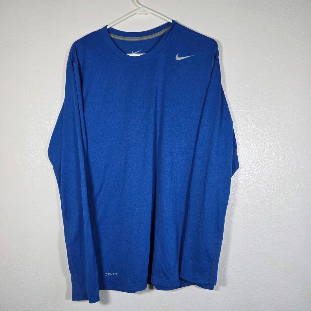 Nike Dri-FIT Long Sleeve Athletic Shirt Blue Mens M Running Training